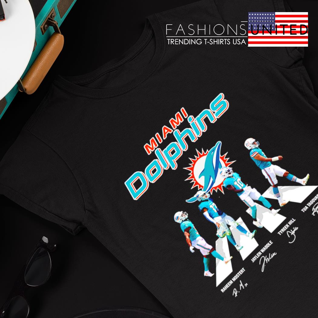 Miami Dolphins Raheem Mostert Jaylen Waddle Tyreek Hill And Tua Tagovailoa  Abbey Road Signatures Shirt - Limotees