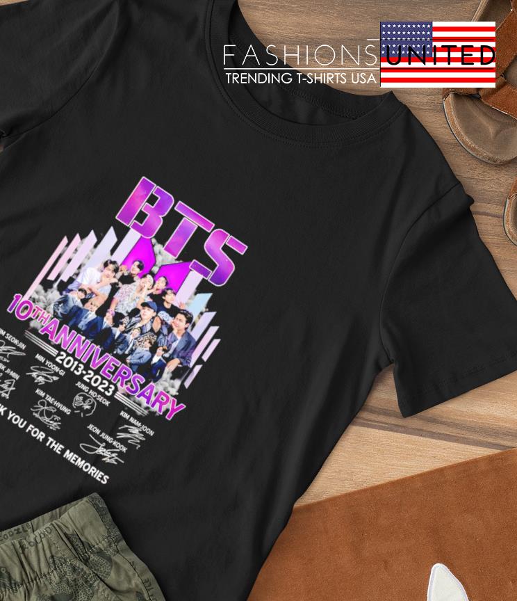 BTS 10th Anniversary 2013-2023 signature thank you for the memories signature shirt
