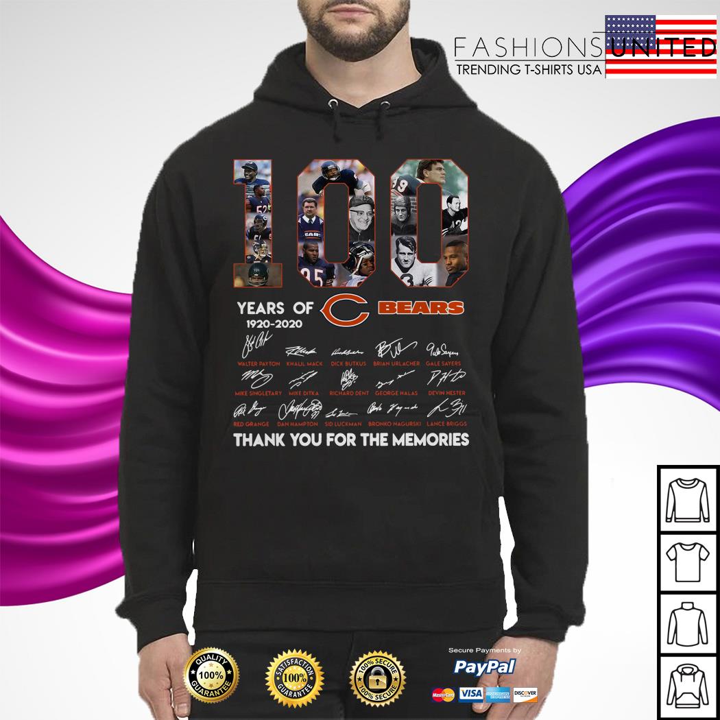 100 Years Of 1920-2020 Chicago Bears Signatures Thank You For The Memories  Shirt